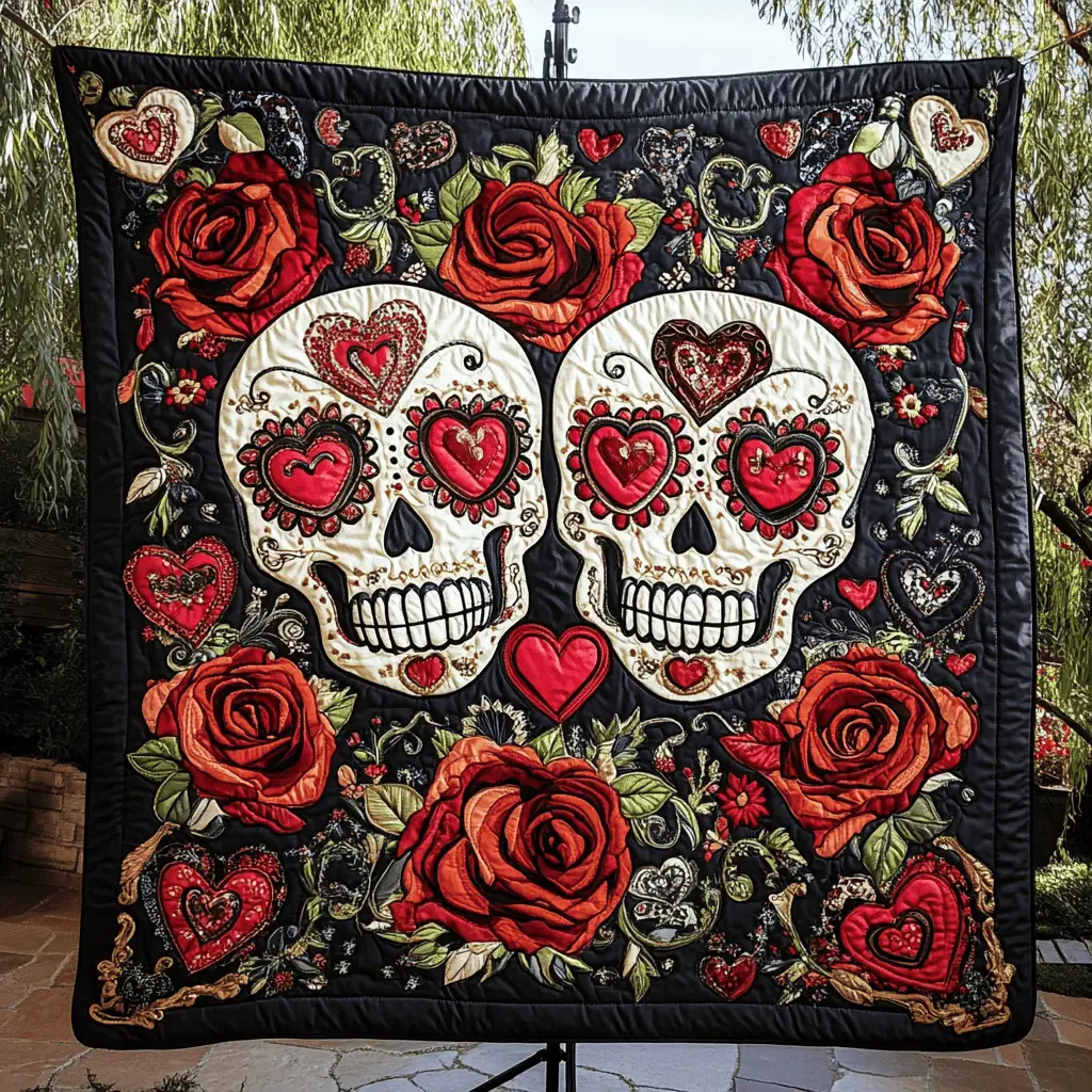 Eternal Love Skull Quilted Blanket Room Accessories Valentines Gifts For Boyfriend
