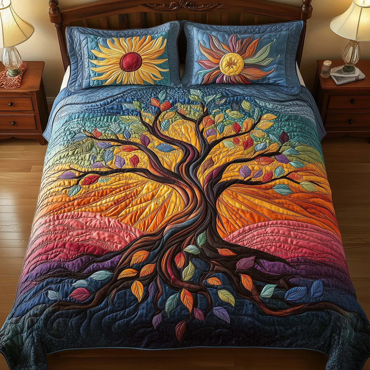 Eternal Roots Quilted Bedding Set Premium Duvet Cover Gift Set for Mom or Grandma