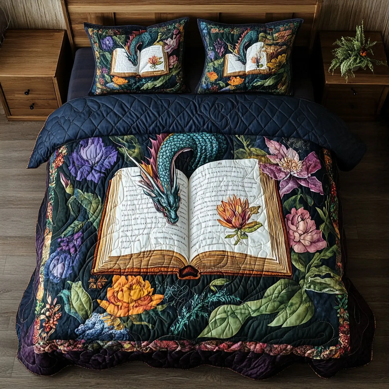 Eternal Scribe Quilted Bedding Set Best Christmas Duvet Sets Book Lovers Gifts For Sisters