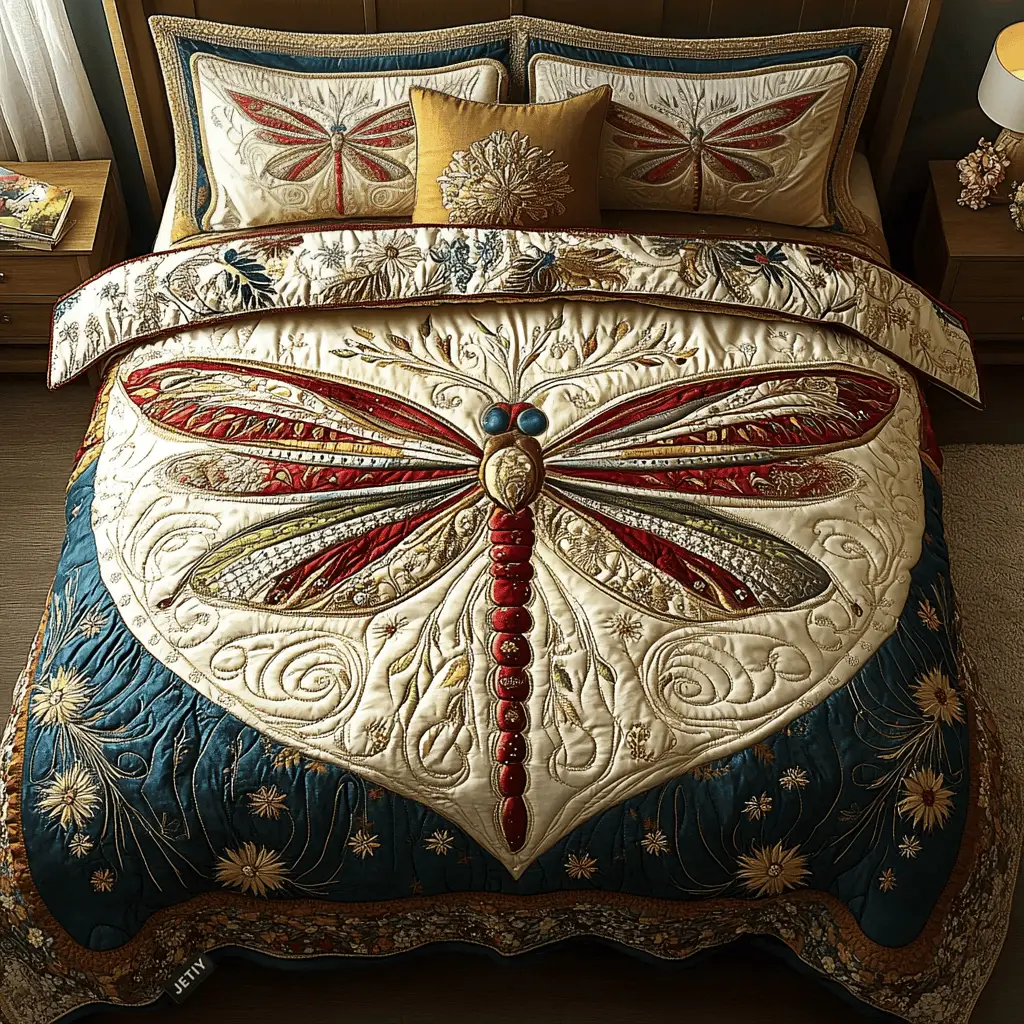 Ethereal Dragonfly Quilted Bedding Set Dragonfly Duvet Covers Great Mother's Day Gifts For Wife