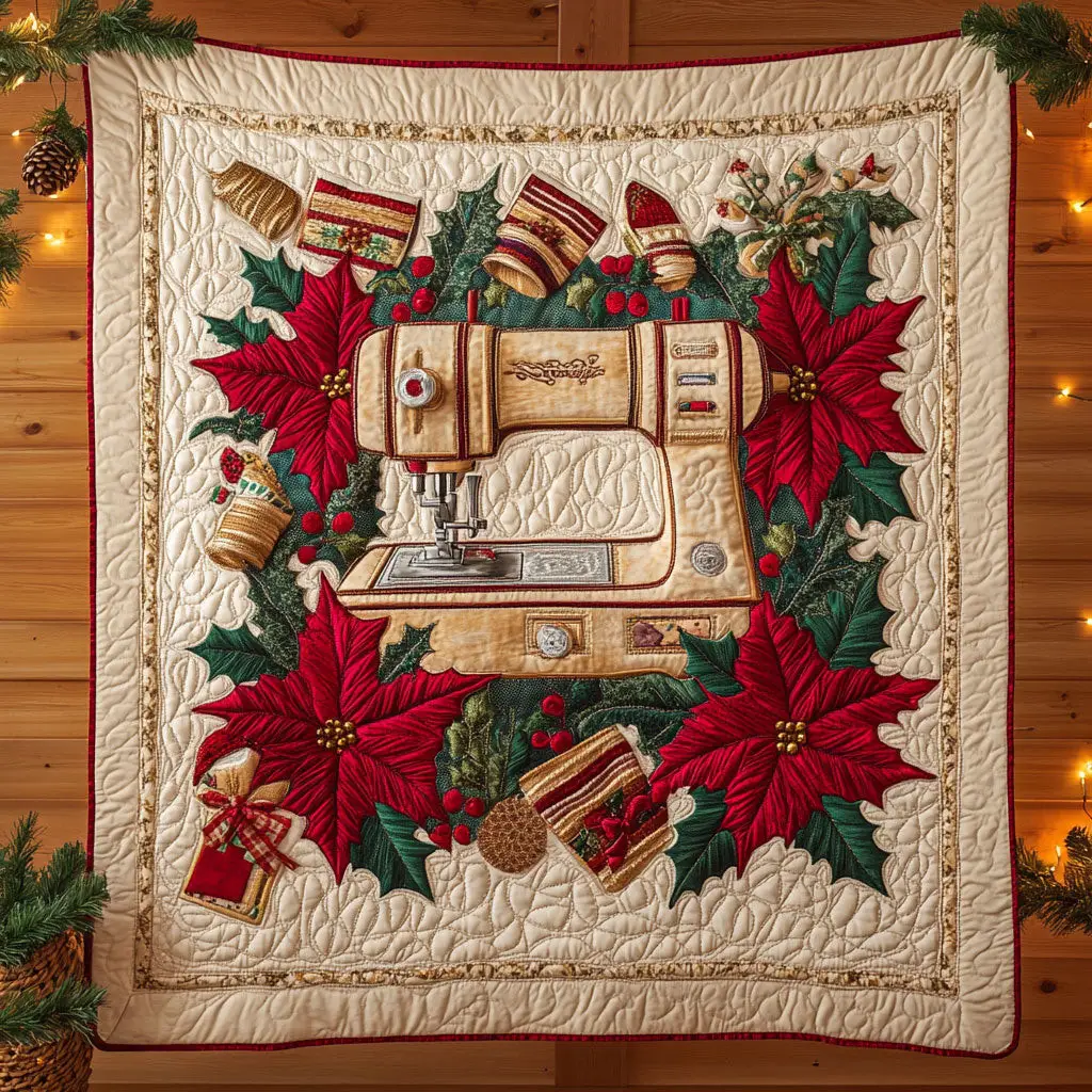 Evergreen Charm Sewing Machine Quilt Perfect Quilt Blanket Gift for Family and Friends