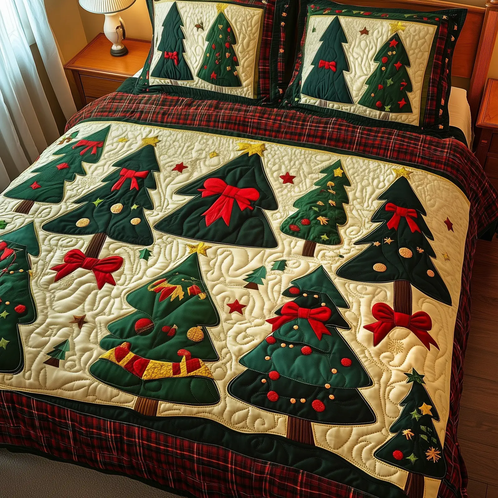 Evergreen Spirit Christmas Quilted Bedding Set Duvet Cover Bedspread Christmas Tree Theme Gifts Evergreen Spirit Christmas Quilted Bedding Set Duvet Cover Bedspread Christmas Tree Theme Gifts - Image 1