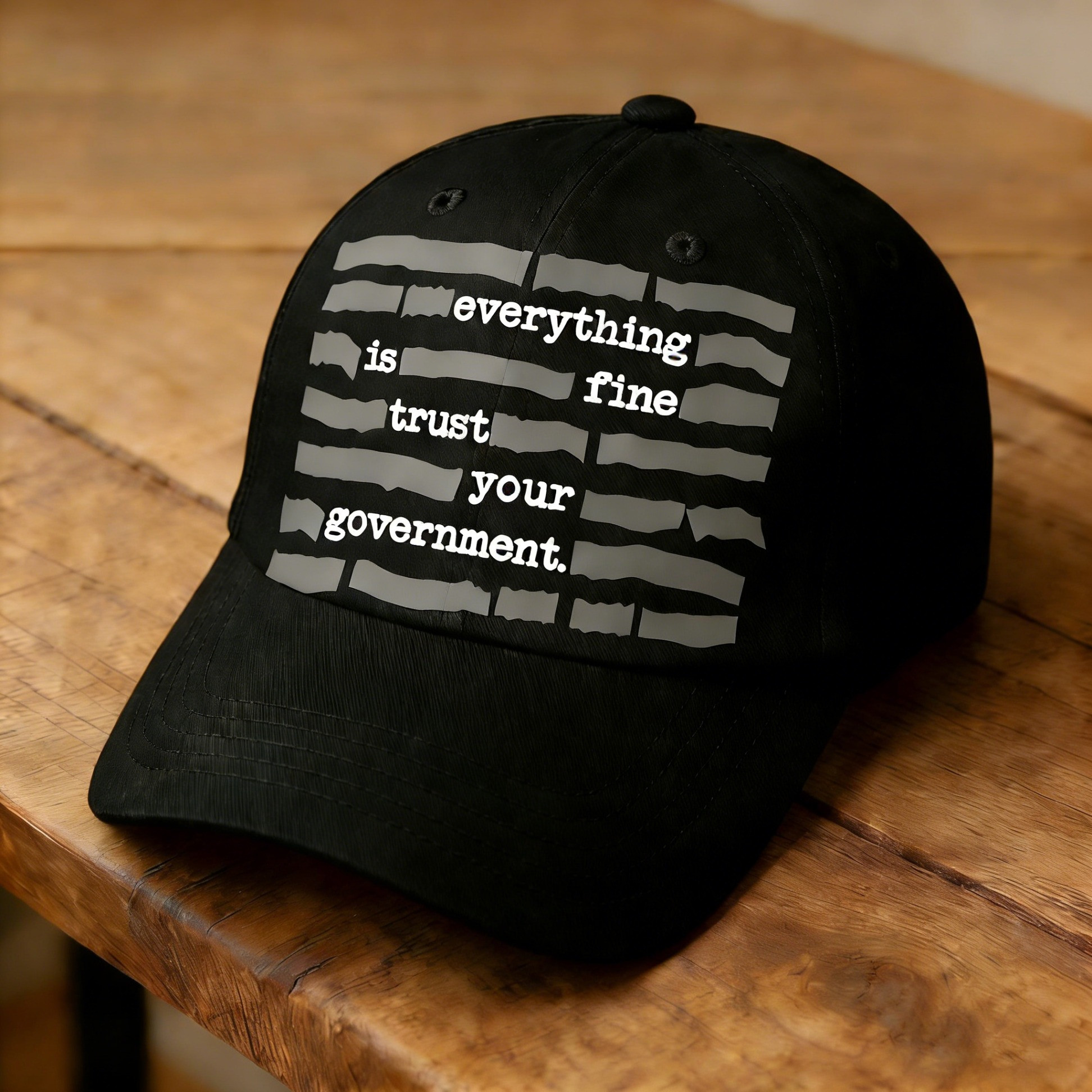Everything Is Fine Trust Your Government Hat Conspiracy Humor Baseball Cap Gifts For Dad