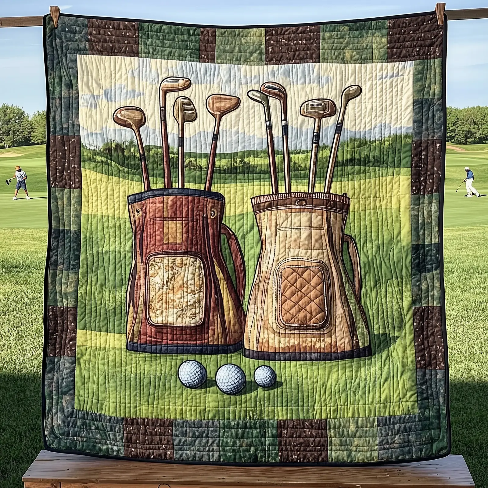 Fairway Companions Quilted Blanket Classic Golf Bag And Clubs Art Quilt Mens Gifts Golf