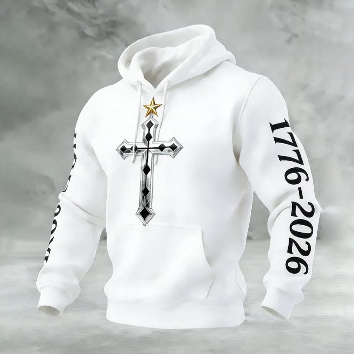 Faith Cross 1776 2026 Hoodie America's 250 Birthday Apparel Freedom Merch