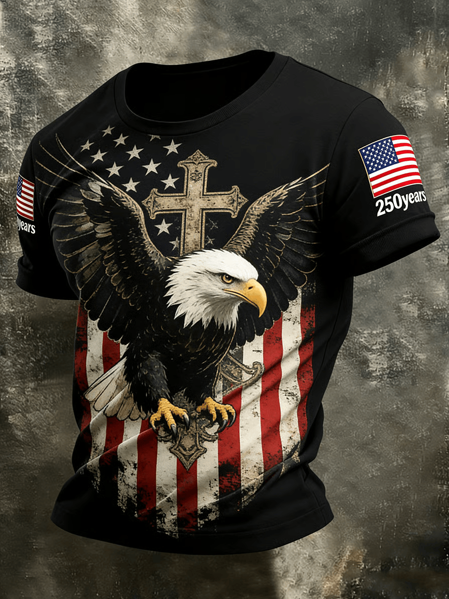 Faith Cross Bald Eagle 250 Years T-Shirt 4Th Of July Shirt Gifts For Independence Day