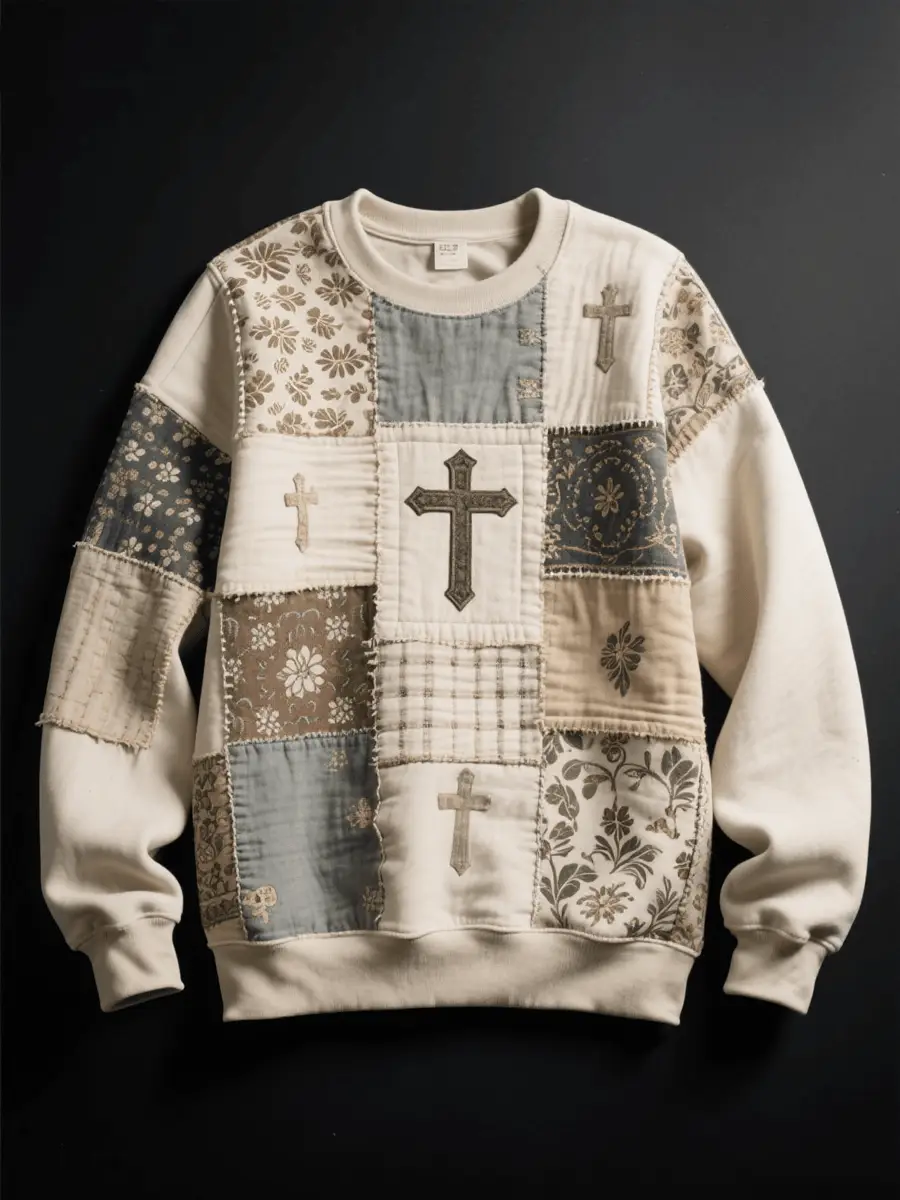 Faith Cross Sweatshirt Elegant Patchwork With Crosses Merch Gifts For Husband
