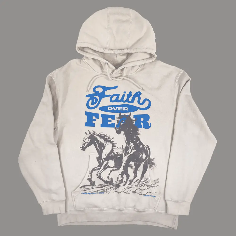 Faith Over Fear Hoodie Horse Design Hooded Sweatshirt Christian Gift For Him Her