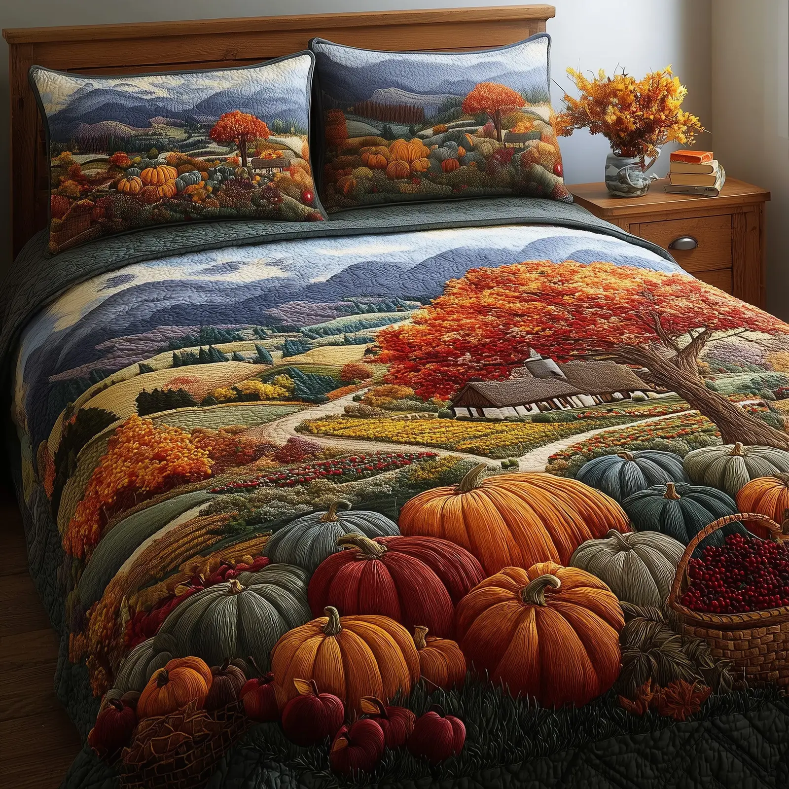 Fall Farmhouse Quilted Bedding Set Duvet Bed Set Gifts For Farmers And Ranchers