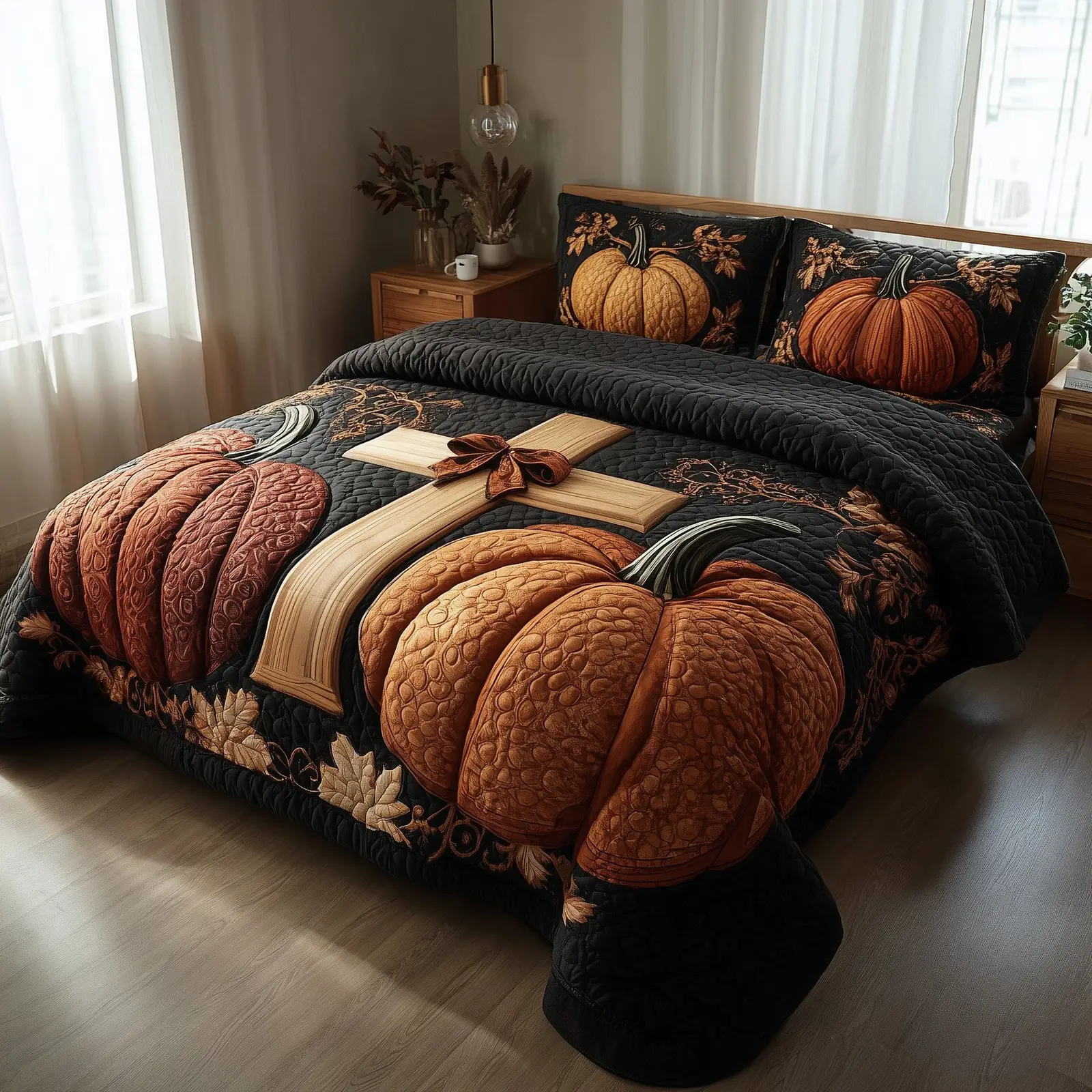 Fall for Jesus Quilted Bedding Set Bedspread Pumpkin Cross Autumn Religious Gifts For Men Fall for Jesus Quilted Bedding Set Bedspread Pumpkin Cross Autumn Religious Gifts For Men - Image 1