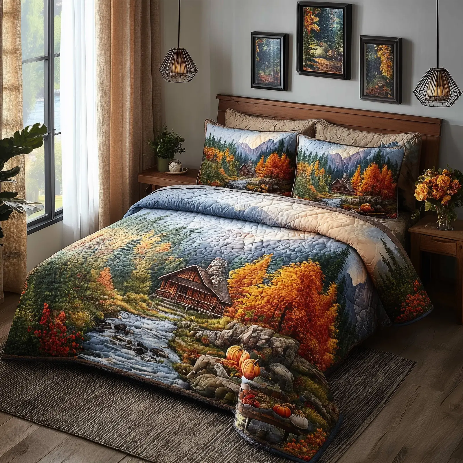 Fall Glow Quilted Bedding Set Duvet Bed Set Countryside Autumn Gift Ideas