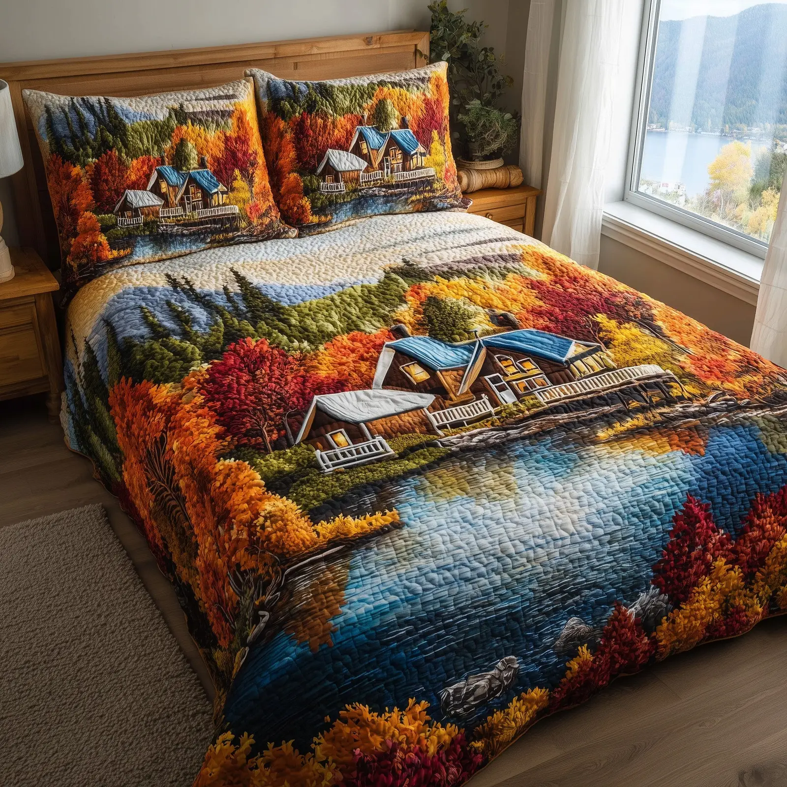 Fall Glow Quilted Bedding Set Duvet Cover Bedspread Countryside Autumn Gift Ideas