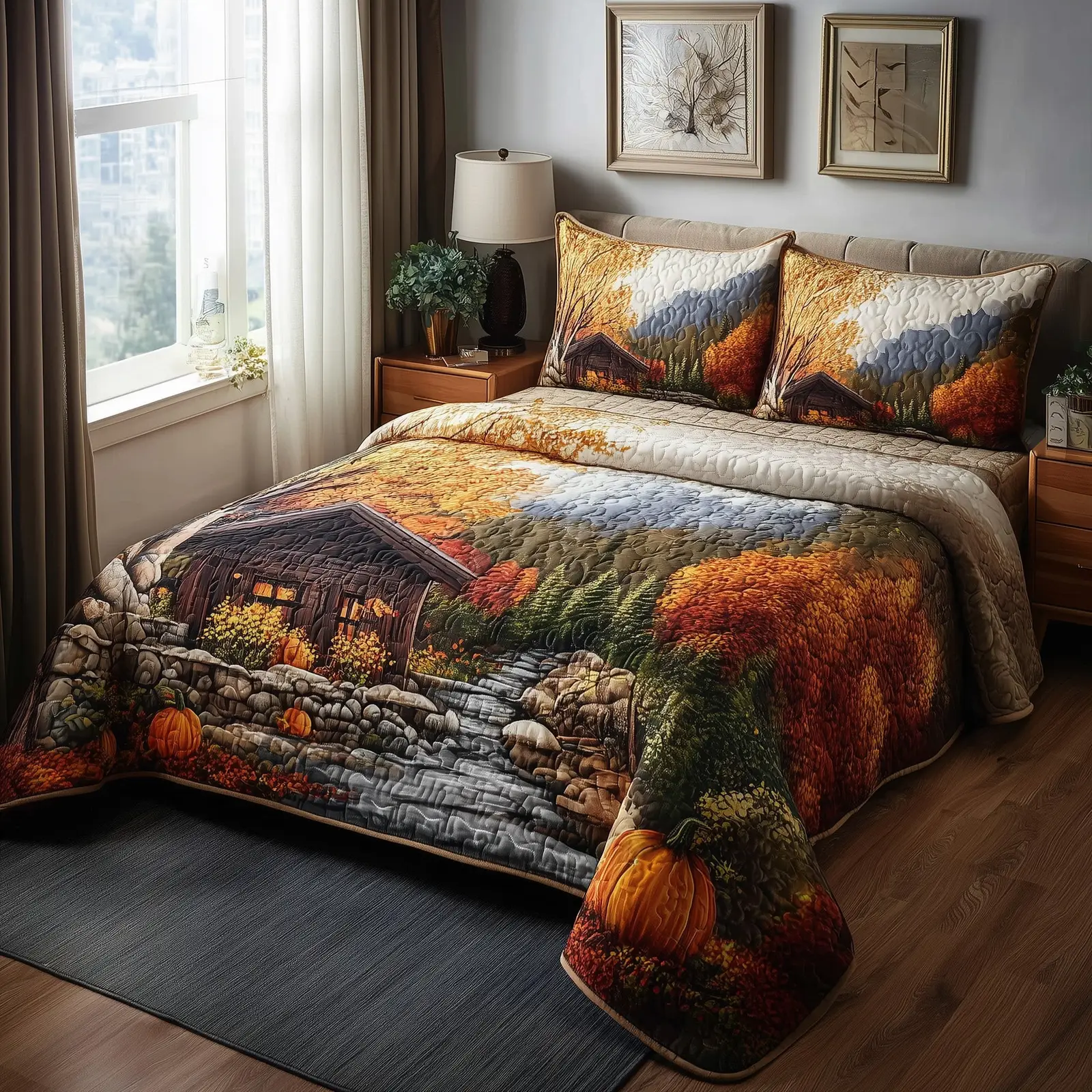Fall Glow Quilted Bedding Set Duvet Cover Countryside Autumn Gift Ideas Fall Glow Quilted Bedding Set Duvet Cover Countryside Autumn Gift Ideas - Image 1