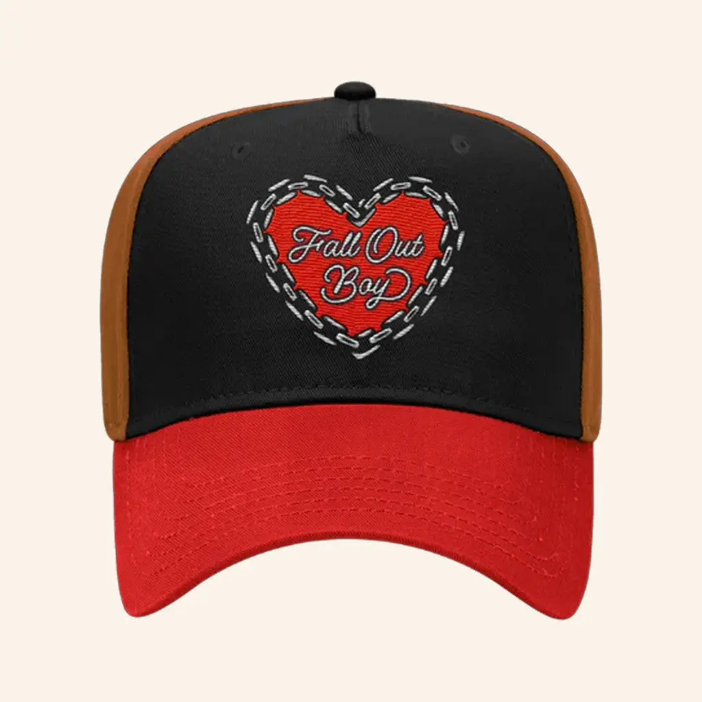 Fall Out Boy Merch Chain Heart Hat Embroidered Birthday Present For Husband -WearandDecor