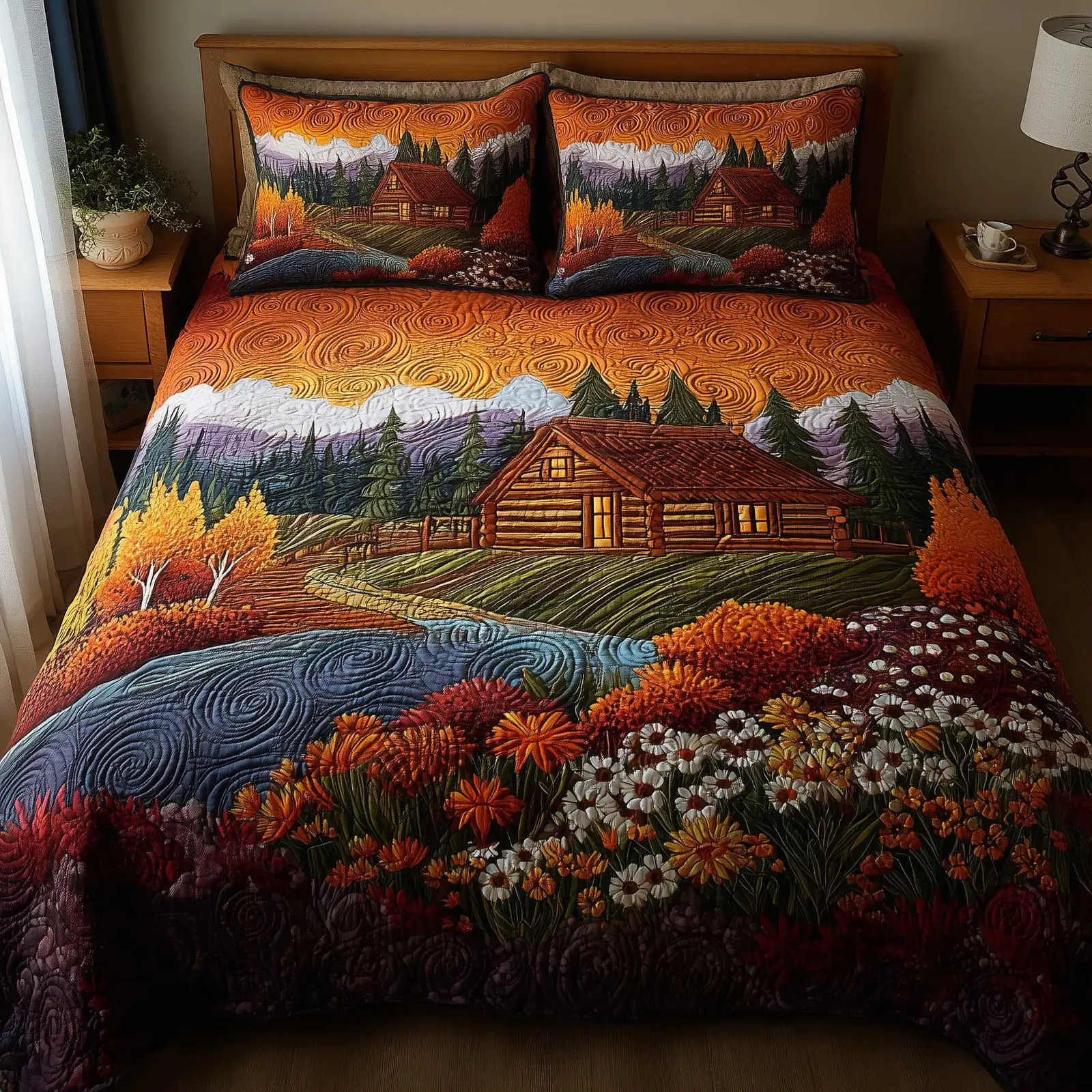 Fallen Leaves Quilted Bedding Set Duvet Cover Gifts For Farmhouse And Rustic Style Lovers Fallen Leaves Quilted Bedding Set Duvet Cover Gifts For Farmhouse And Rustic Style Lovers - Image 1