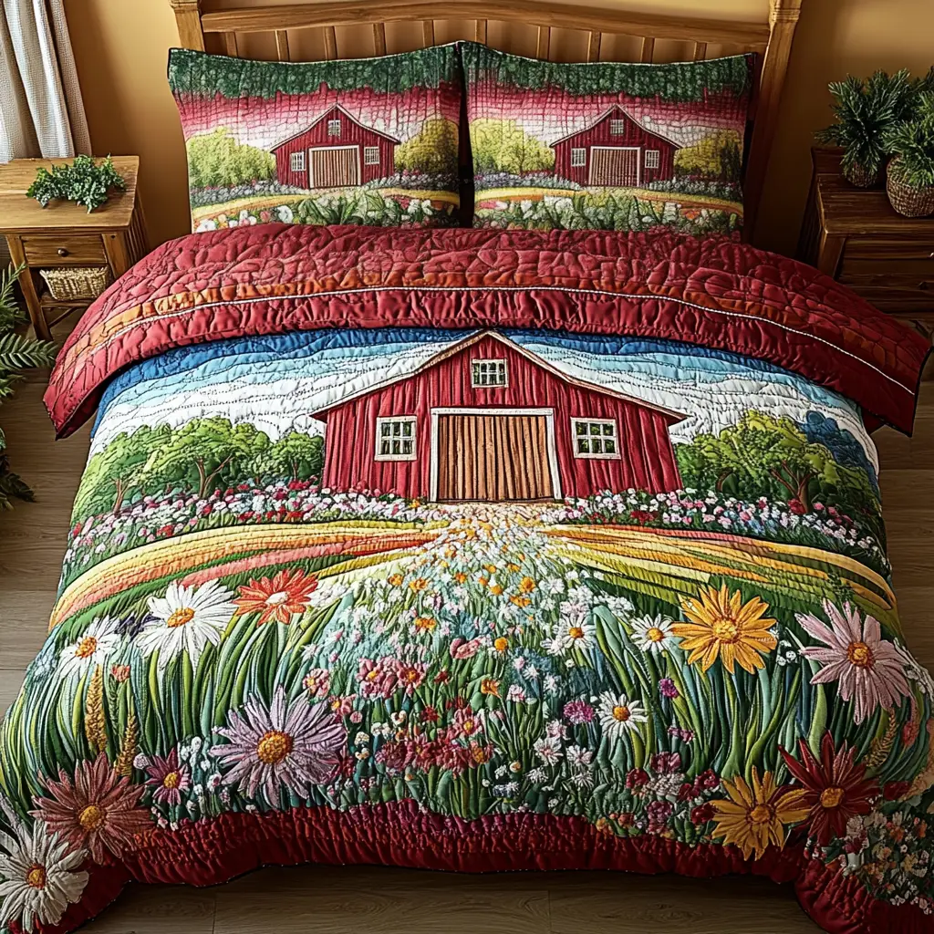 Farm Dreams Quilted Bedding Set Lightweight Duvet Cover Set for Year-Round Comfort