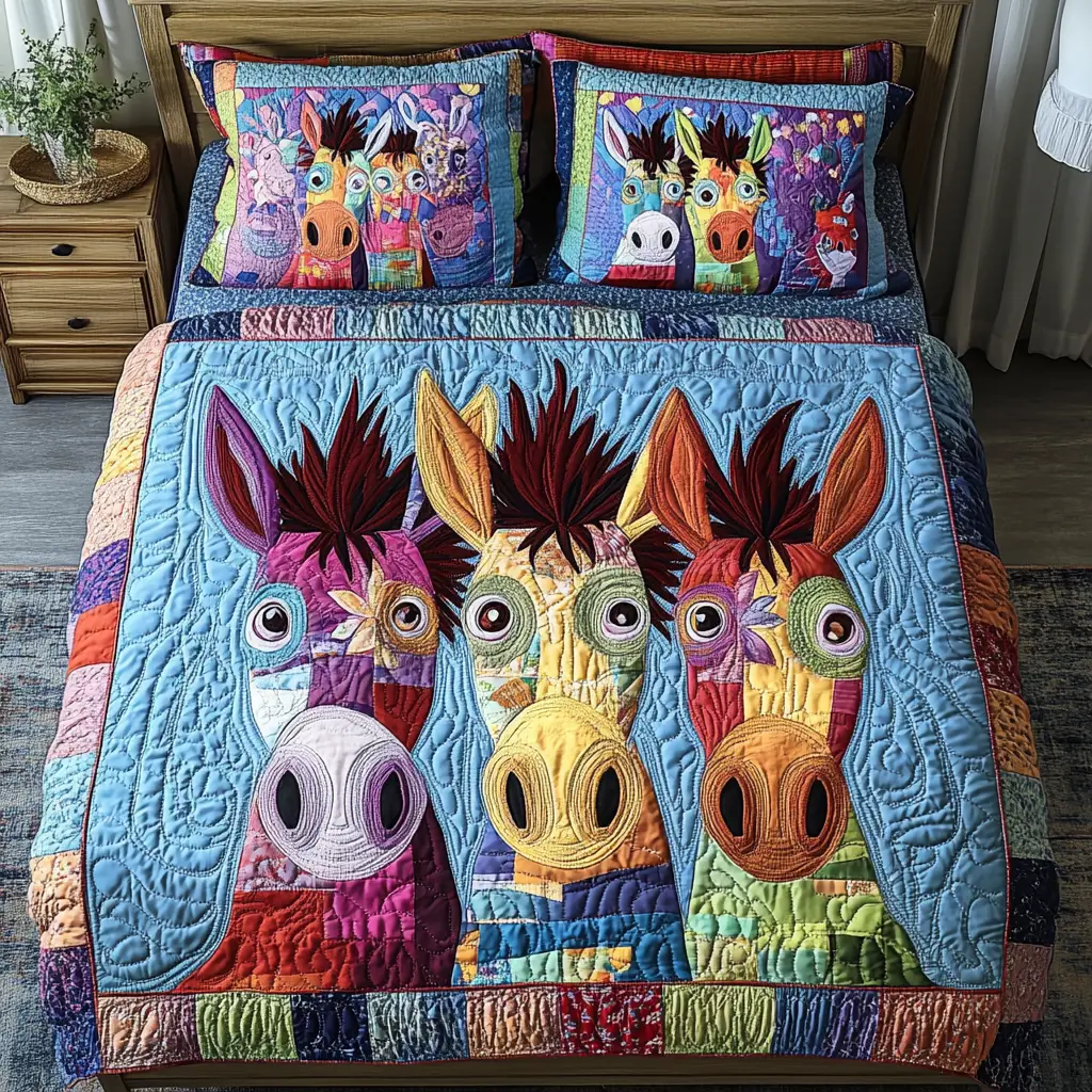 Farm Fantasy Quilted Bedding Set Bed Decorations Donkey Gift Ideas Farm Fantasy Quilted Bedding Set Bed Decorations Donkey Gift Ideas - Image 1