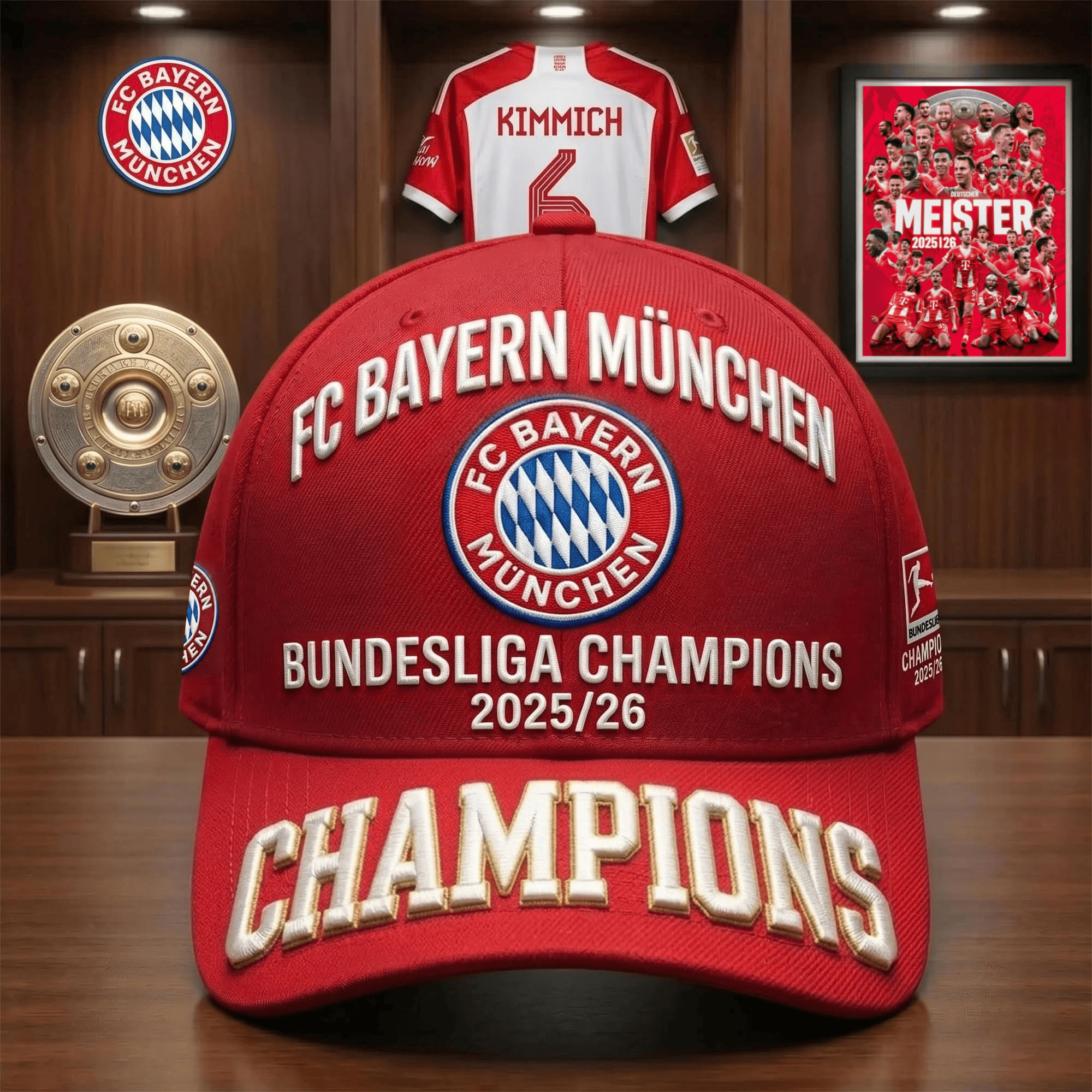 FC Bayern Munich 2026 Champions Hat Bundesliga Championship Merch Fathers Day Gift