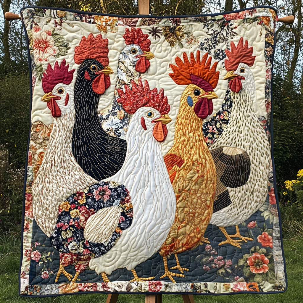 Feather Friends Quilted Blanket Sofa Couch Throw Blanket Cute Chicken Gifts For Kids Feather Friends Quilted Blanket Sofa Couch Throw Blanket Cute Chicken Gifts For Kids - Image 1