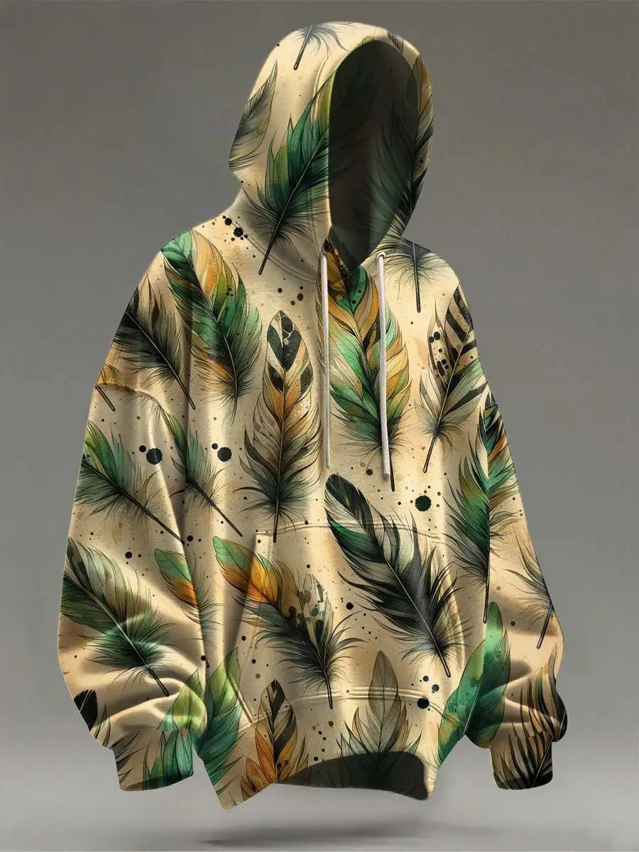 Feather Printed Hoodie Special Art Clothing Holiday Presents For Feather Lovers