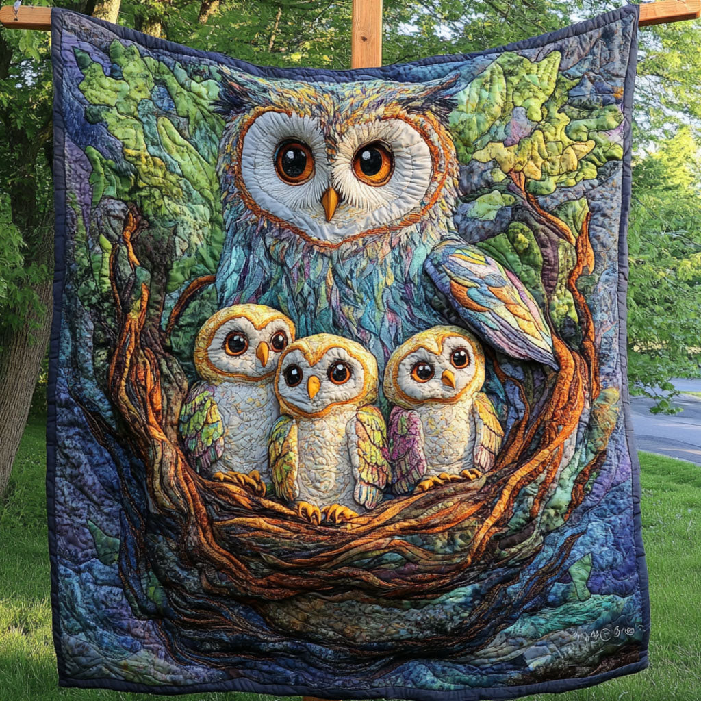 Feathered Family Quilted Blanket Bedroom Decor Christmas Owl Lovers Gifts For Him Feathered Family Quilted Blanket Bedroom Decor Christmas Owl Lovers Gifts For Him - Image 1