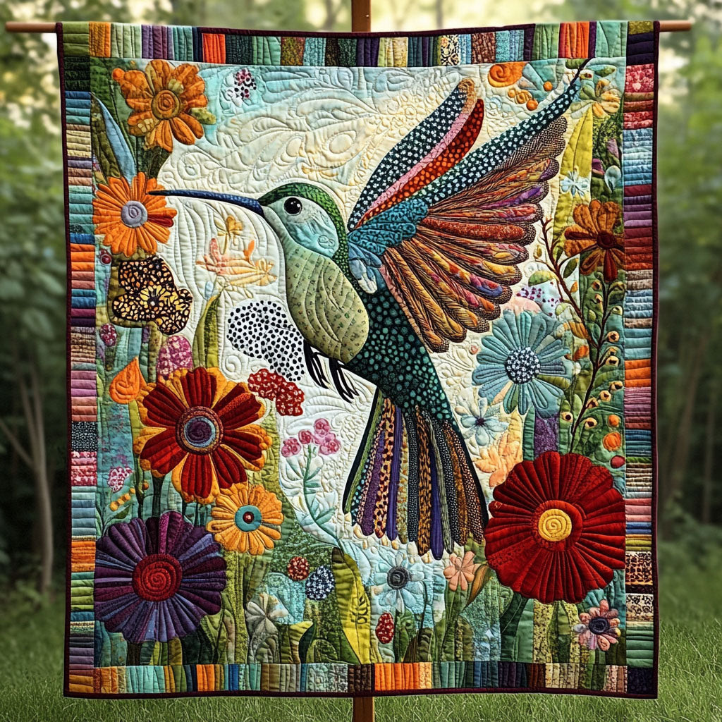 Feathered Fantasy Quilted Blanket Xmas Holiday Hummingbird Gifts For Men Feathered Fantasy Quilted Blanket Xmas Holiday Hummingbird Gifts For Men - Image 1
