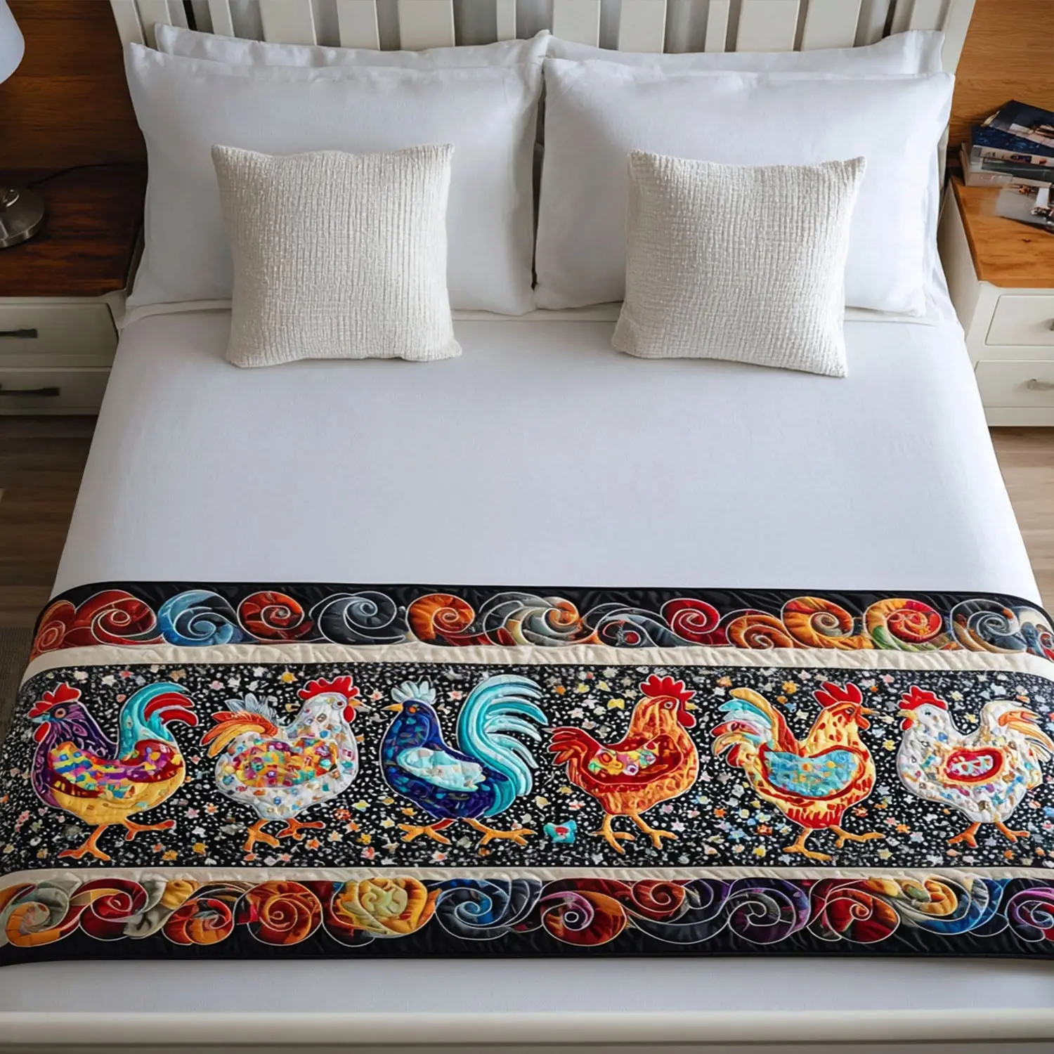 Feathered Friends Quilted Bed Runner Feathered Friends Farm-Themed Gift