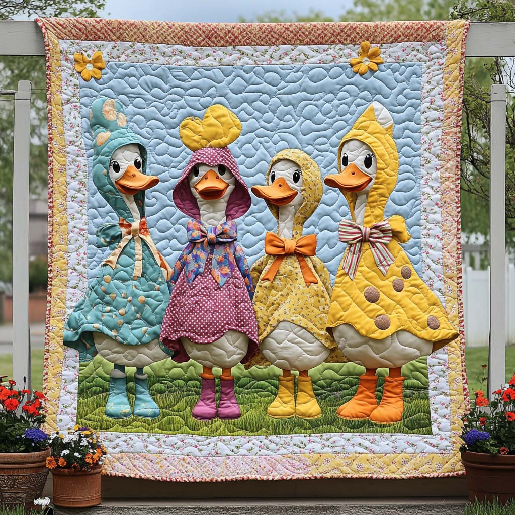 Feathered Friends Quilted Blanket Christmas Throw Blanket Duck Related Gifts Feathered Friends Quilted Blanket Christmas Throw Blanket Duck Related Gifts - Image 1