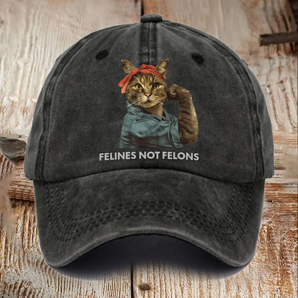 Felines Not Felons Harris 2024 Hat Vote Blue Kamala Campaign Funny Cat Hat Gifts For Her Felines Not Felons Harris 2024 Hat Vote Blue Kamala Campaign Funny Cat Hat Gifts For Her - Image 1