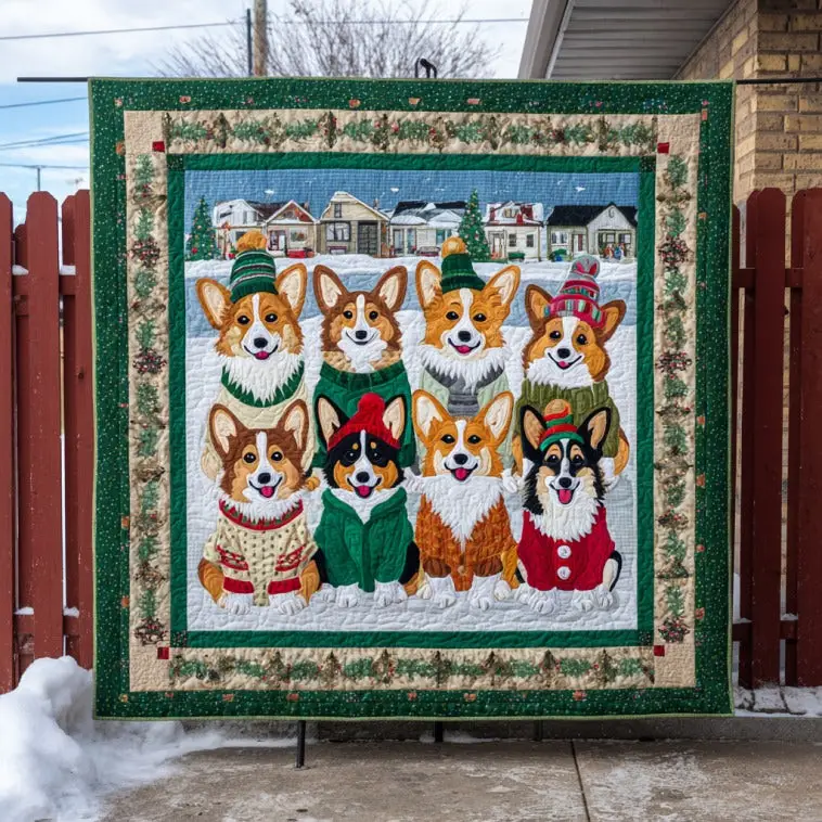 Festive Corgi Quilt Classic Quilt Blanket for Cozy and Warm Nights