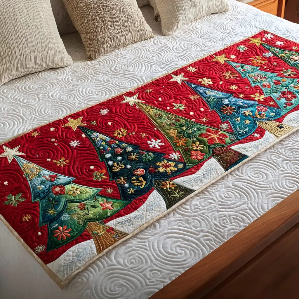 Festive Dream Quilted Bed Runner Festive Dream Scene Lovely Christmas Gift