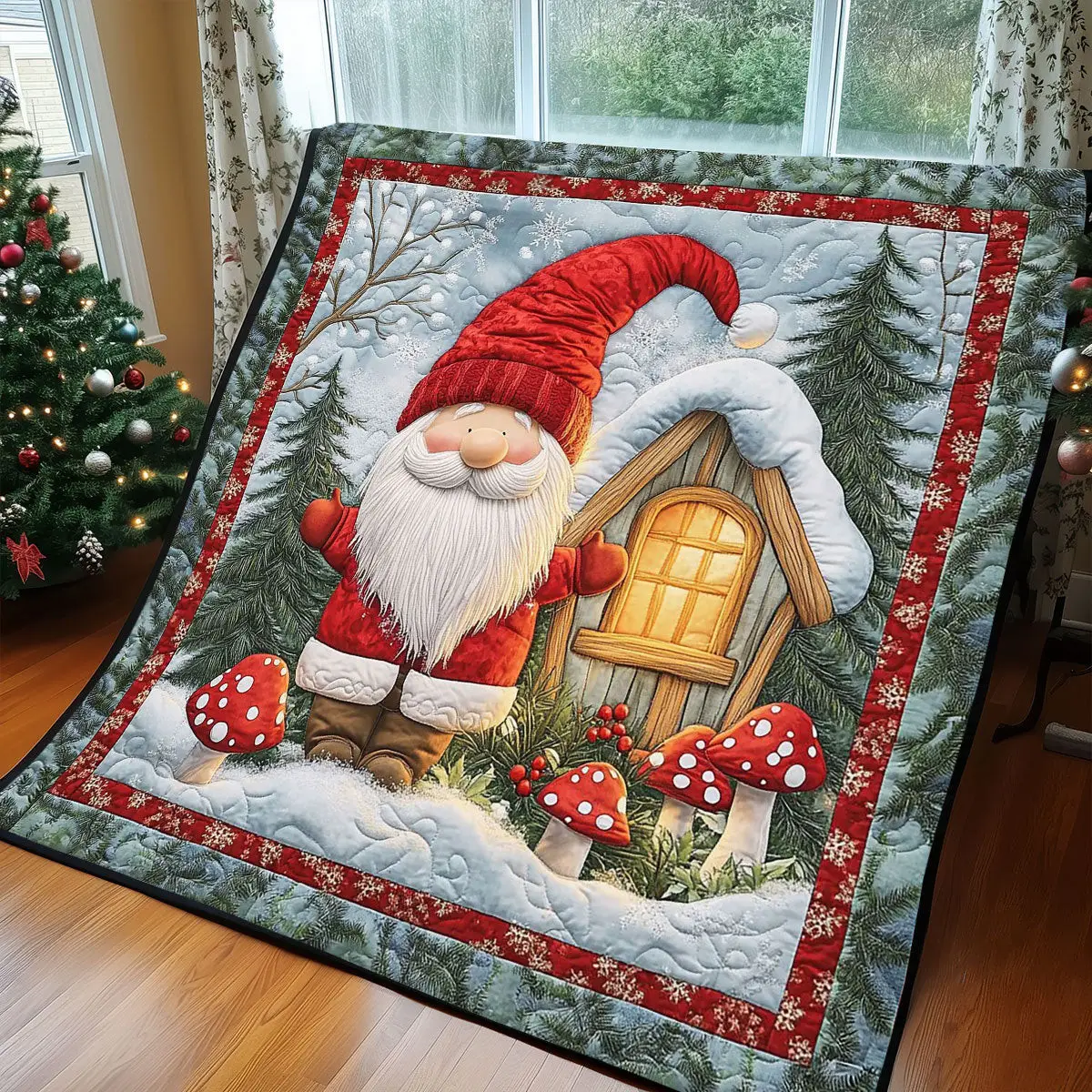 Festive Gnome Quilt Comfortable Quilt Blanket That Everyone Will Love
