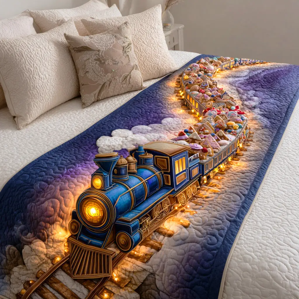 Festive Rail Glow Quilted Bed Runner Festive Rail Glow Winter Gift