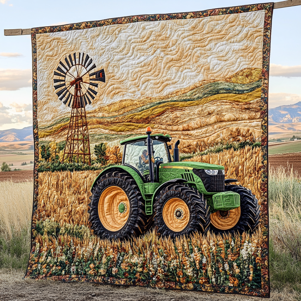 Fields of Green Quilted Blanket Nice Throw Blanket Gifts For Tractor Lovers Fields of Green Quilted Blanket Nice Throw Blanket Gifts For Tractor Lovers - Image 1