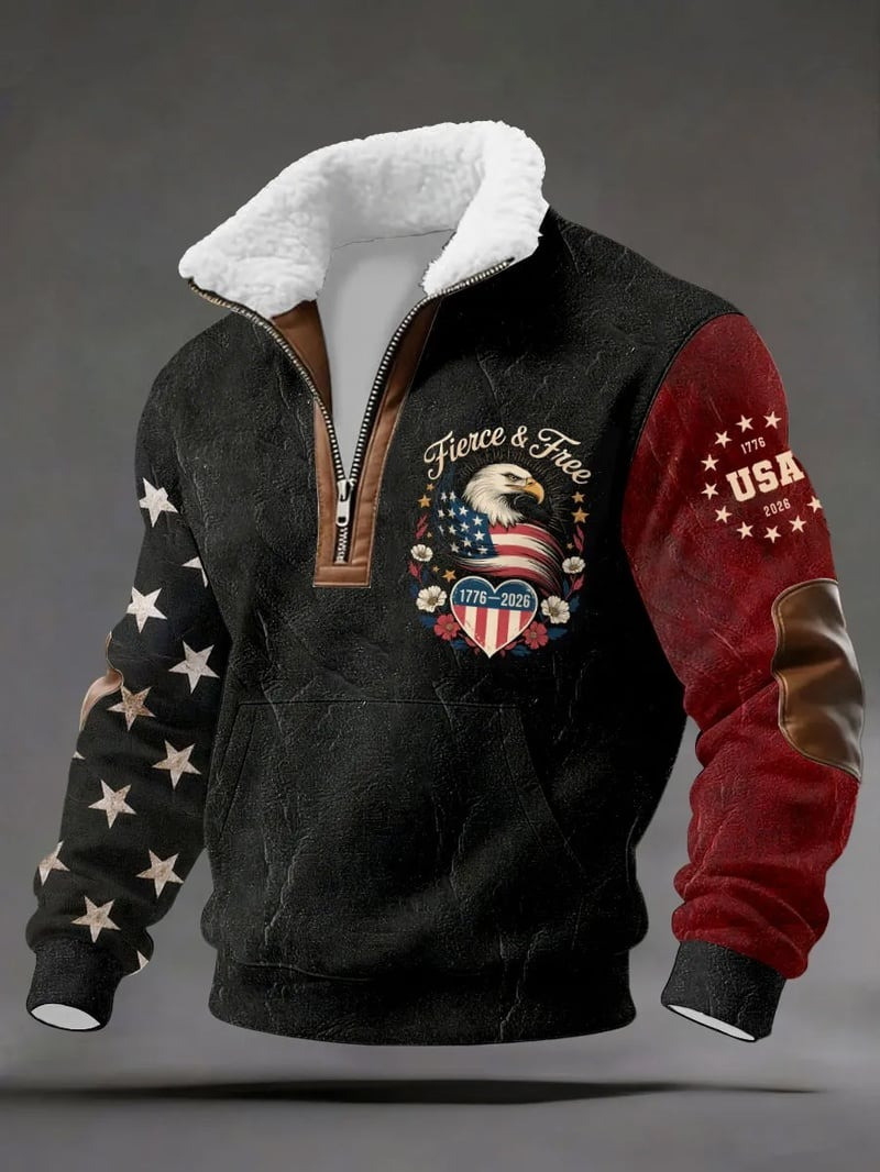 Fierce And Free Zip Sweatshirt Vintage America 250th Anniversary Clothing Gift For Him
