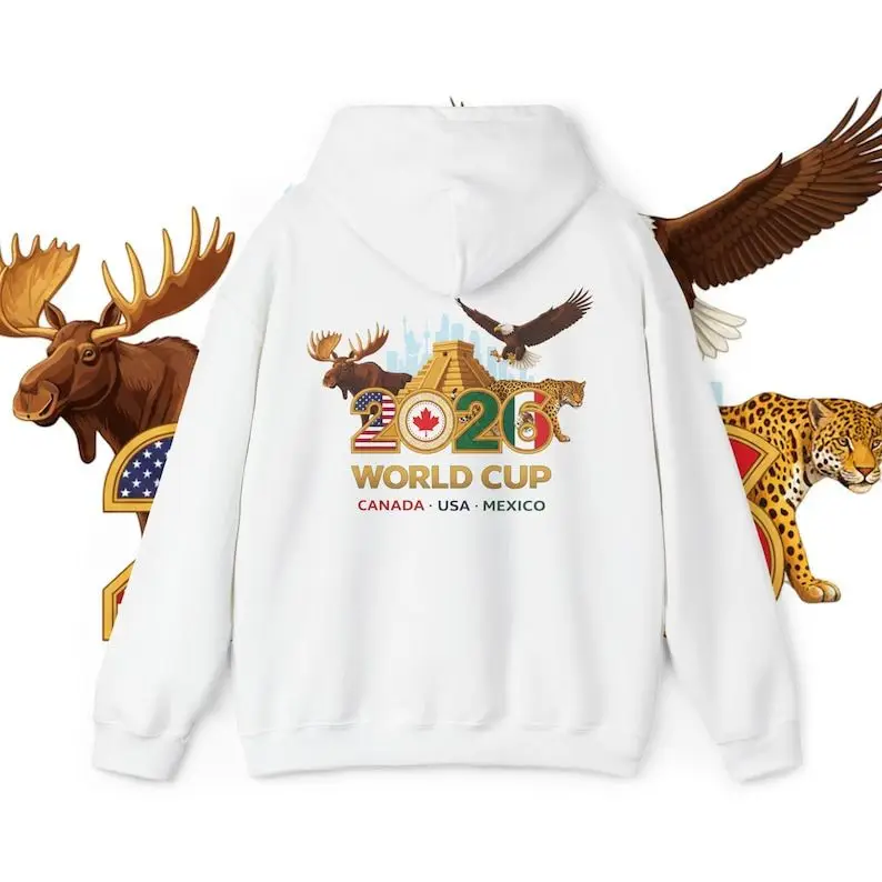 FIFA World Cup 2026 Hoodie Canada USA Mexico Flags Apparel Gift For Sports Lovers