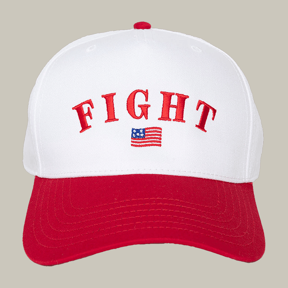 Fight American Flag Logo Two Toned Hat 45 47 MAGA Merch Katydid Store Gift Ideas Fight American Flag Logo Two Toned Hat 45 47 MAGA Merch Katydid Store Gift Ideas - Image 1