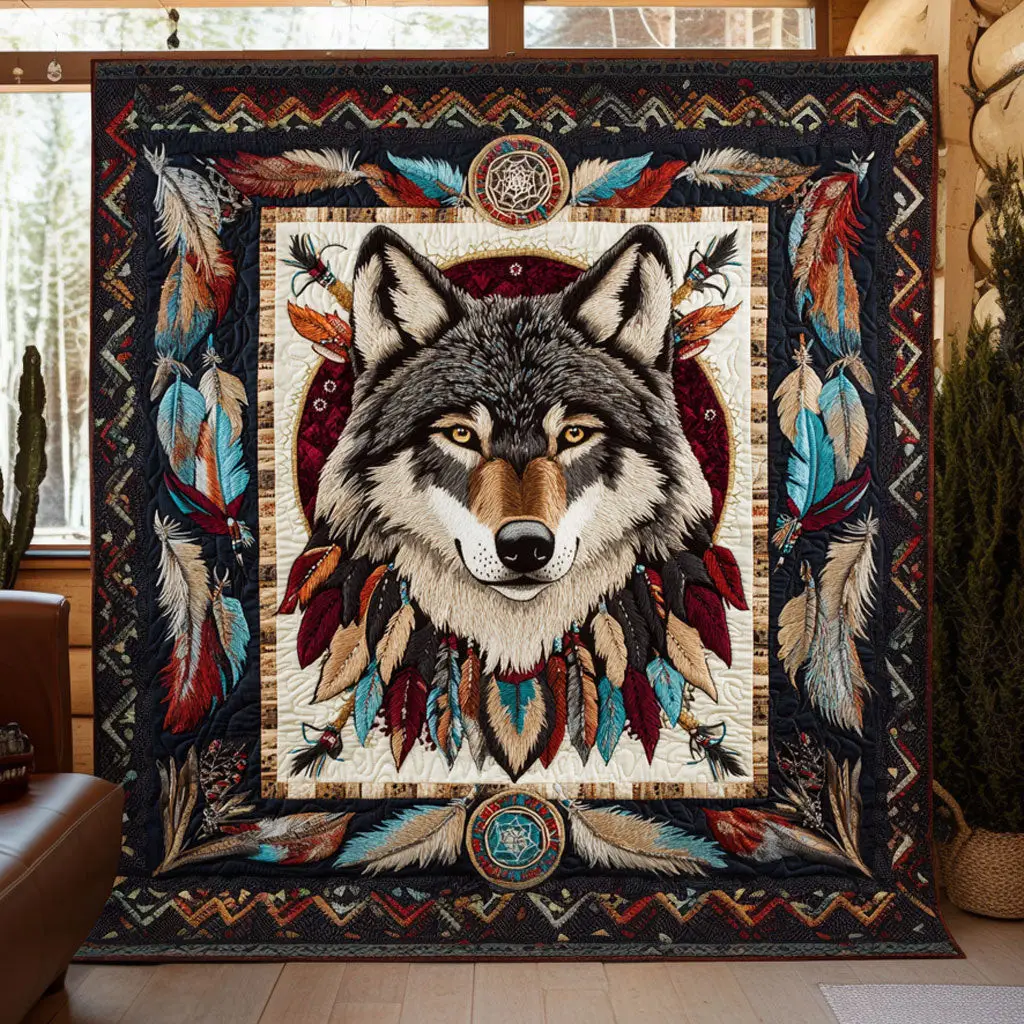 Fire Moon Wolf Quilt Comfortable Quilt Blanket That Everyone Will Love