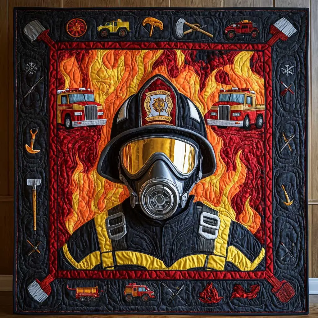 Firefighter Flame Quilt Premium Quilt Blanket to Enhance Bedroom Comfort