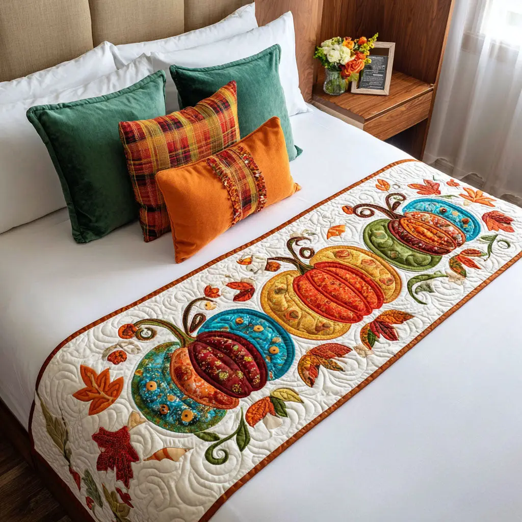 Fireside Frolic Quilted Bed Runner Cozy Fireside Warmth Winter Gift for Mom