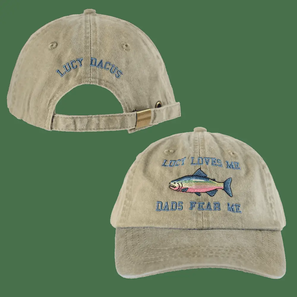 Fish Lucy Loves Me Dads Fear Me Embroidered Hat La Platica Merchandise Fan Gifts