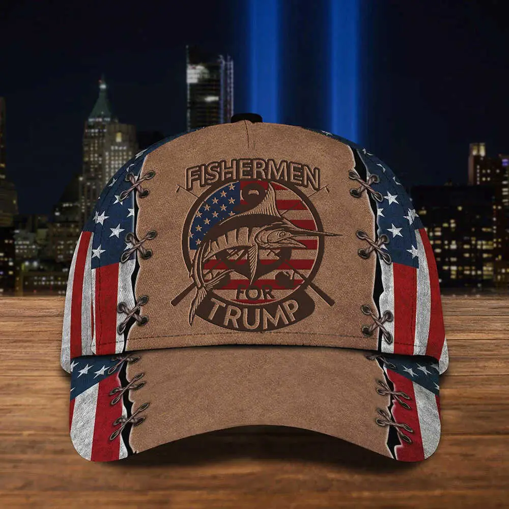 Fishermen For Trump 2024 Hat American Flag Hat Pro Trump Merch Gifts For Fishermen
