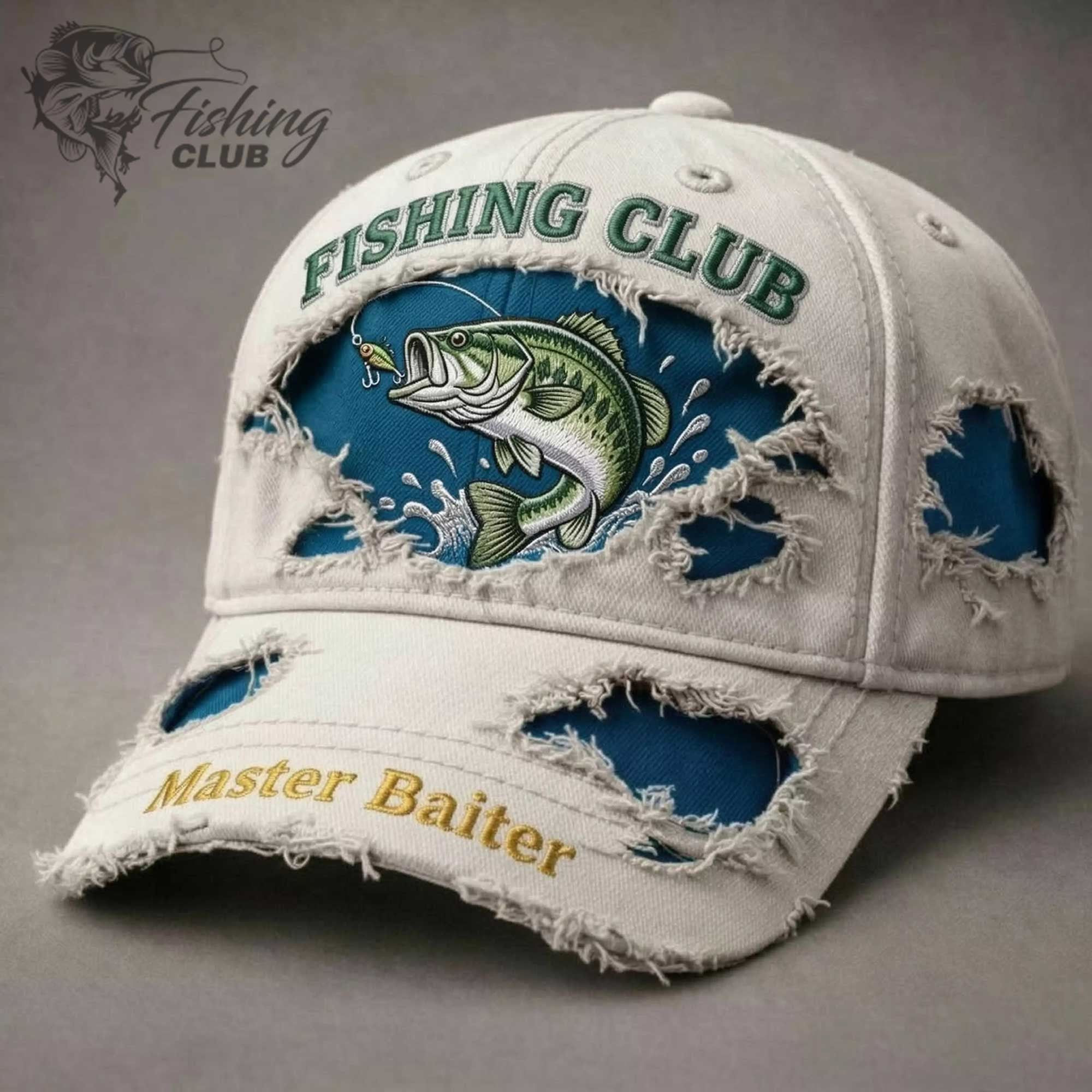 Fishing Club Master Baiter Dad Hat Bass Fish Baseball Cap Best Gift For Son Fishing Club Master Baiter Dad Hat Bass Fish Baseball Cap Best Gift For Son - Image 1