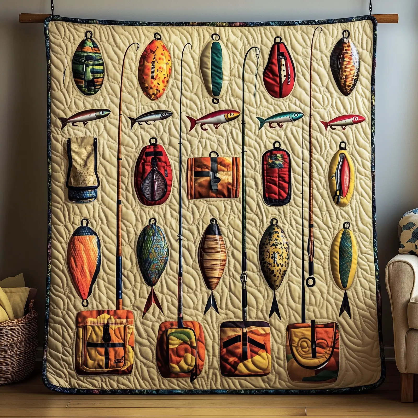 Fishing Delights Quilted Blanket Relaxing Lake Life Quilt Best Gifts For Fisherman 2025 Fishing Delights Quilted Blanket Relaxing Lake Life Quilt Best Gifts For Fisherman 2025 - Image 1