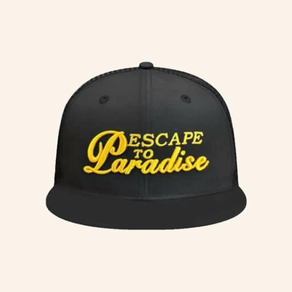 Fitted Hawaii Merch Embroidered Escape To Paradise Trucker Snapback Hat Dad Gifts -WearandDecor