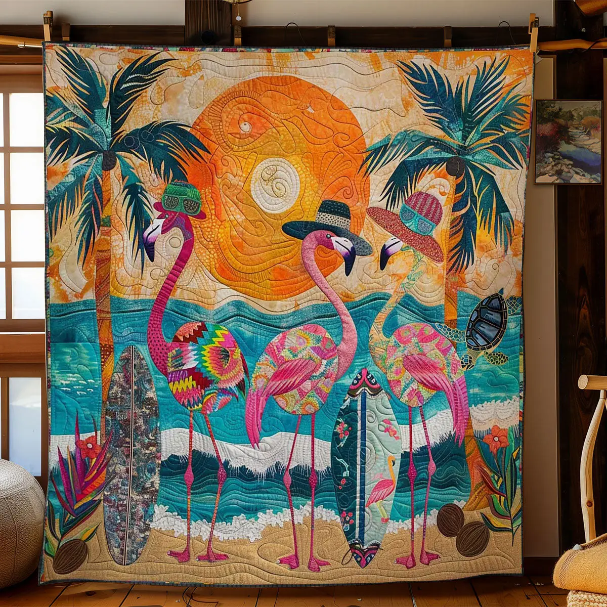 Flamingo Paradise Quilt Soft Quilt Blanket Gift to Warm Hearts