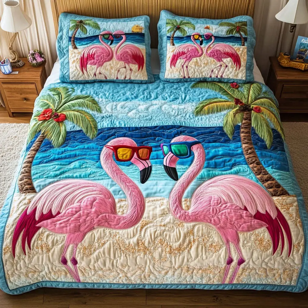 Flamingo Romance Quilted Bedding Set Bedroom Decor Ideas Flamingo Christmas Gifts