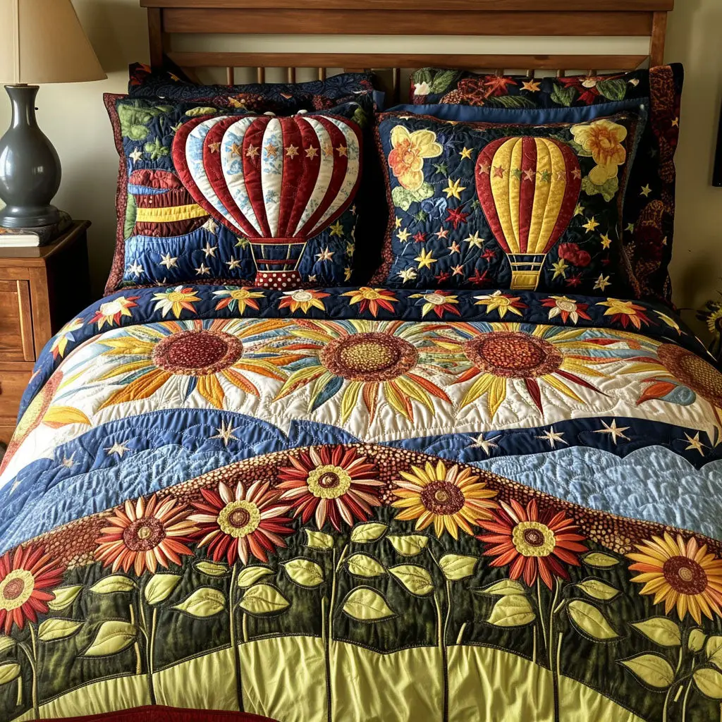 Floating Through Fields Quilted Bedding Set Modern Bedding Set to Upgrade Your Bedroom Floating Through Fields Quilted Bedding Set Modern Bedding Set to Upgrade Your Bedroom - Image 1