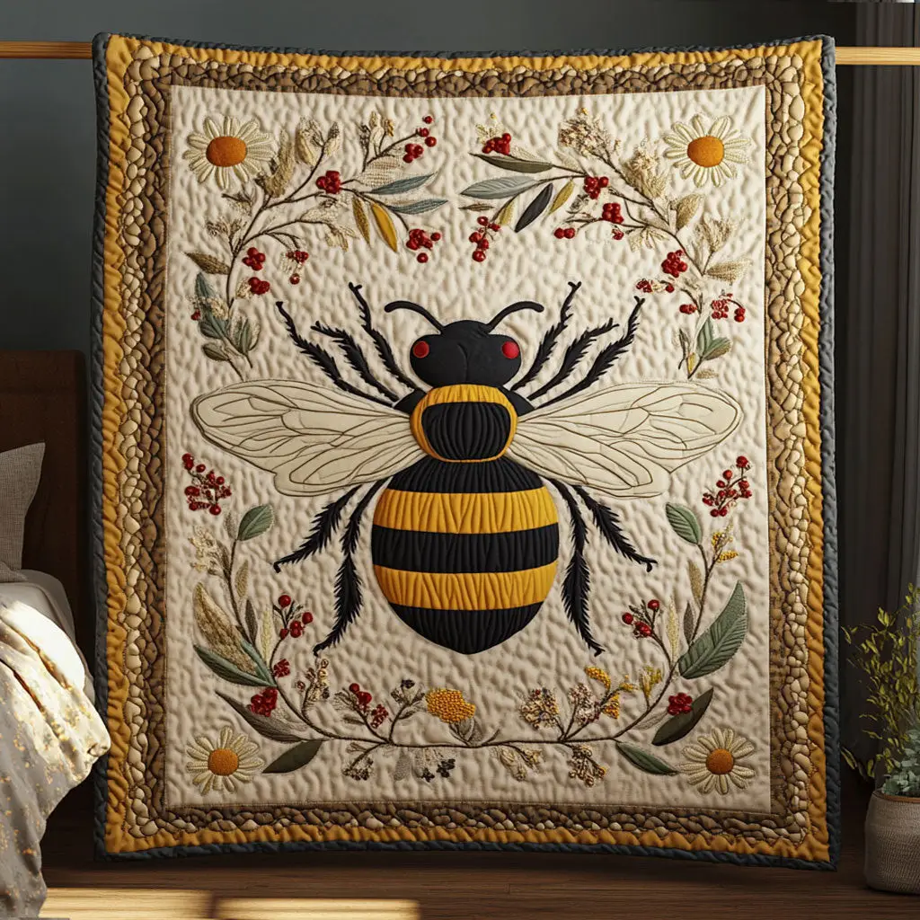 Floral Bee Quilt Blanket Bedroom Decor Flower Gift Ideas For Bee Lovers