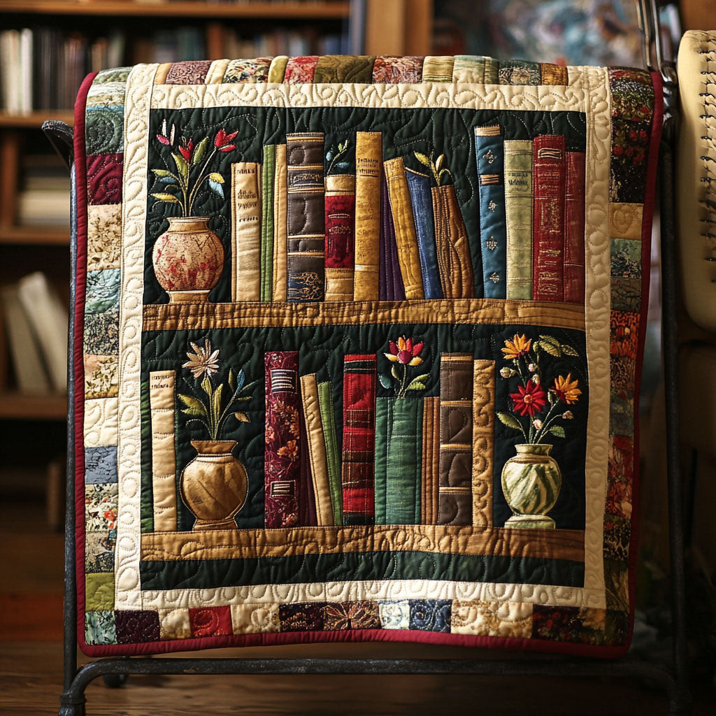 Floral Bookends Quilted Blanket Sofa Couch Throw Blanket Best Gifts For Book Lovers Floral Bookends Quilted Blanket Sofa Couch Throw Blanket Best Gifts For Book Lovers - Image 1